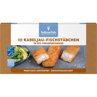 followfish Kabeljau-Fischstäbchen, 10 Stück, 250 g
