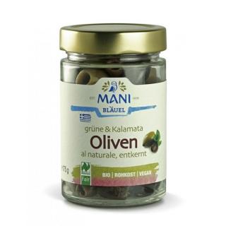 Mani Bläuel Grüne & Kalamata Oliven, Olivenmix al